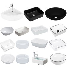 White Bathroom Basin Sink Hand Wash Counter Top or Wall Mounted Hung Ceramic UK