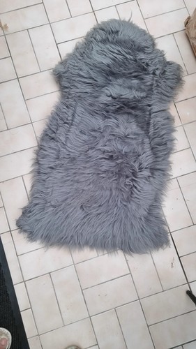 Genuine grey sheepskin rug - grey,