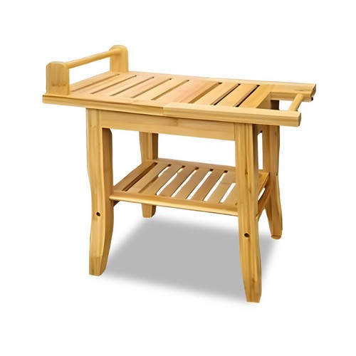 Tier bamboo shower bench - bamboo,