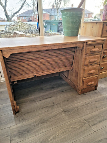 Oak desk tambour antique solid - desk,