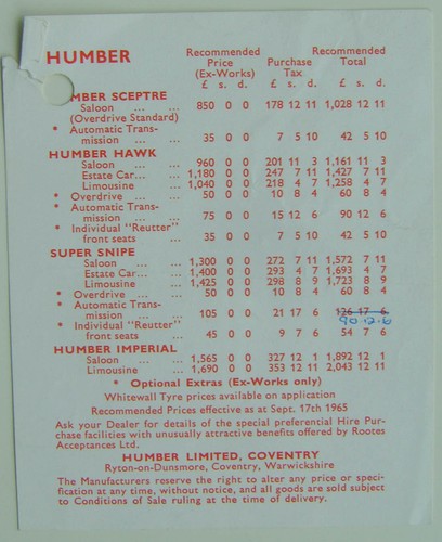 Humber sceptre hawk super - humber,