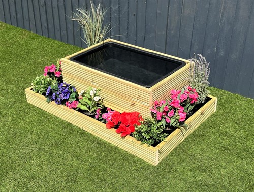 Raised pond wooden half - wooden,