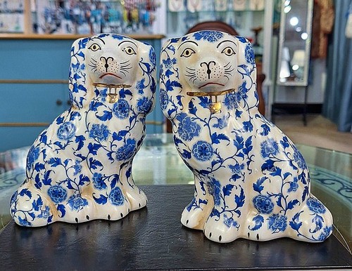 Pair porcelain blue - porcelain, blue,