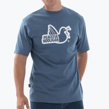 Peaceful Hooligan Outline Logo T Shirt Blue