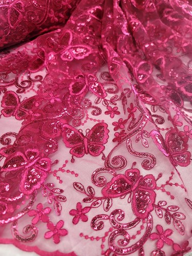 Fuchsia lace fabric with - fuchsia,