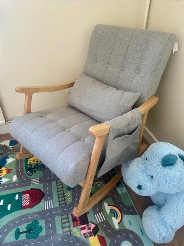 Wooden rocking chair - rocking, grey