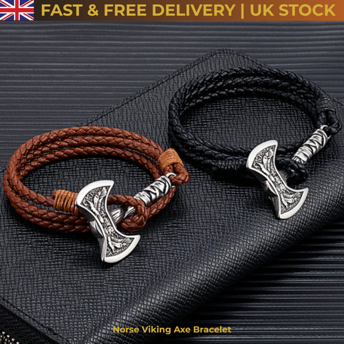 Viking axe leather bracelet - axe,