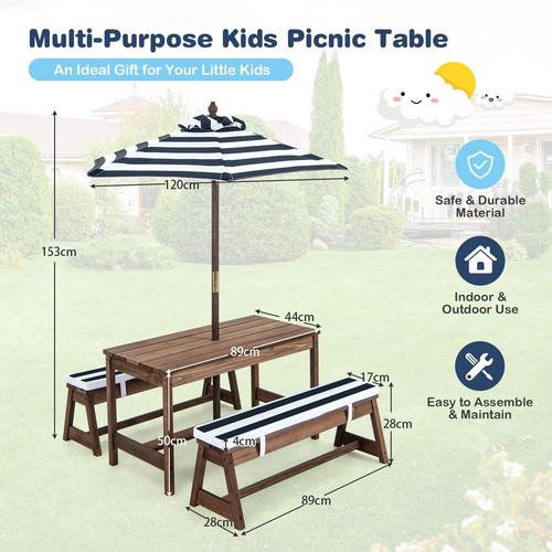 Kids wood table - wood, bench