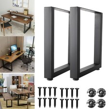 Set of 2 Industrial Metal Steel Legs Table Desk Bench Robust Square Frame