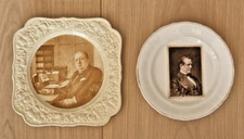 Pair of Collectable Sepia Winston Churchill Commemorative Plates