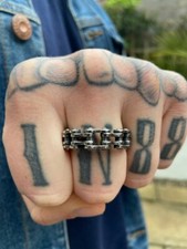 Men's Biker Chain Band Ring - Stainless Steel Motorcycle Biker Heavy Metal