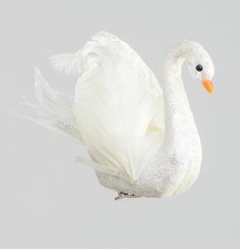 Bird Decoration White Swan 14cm Clip On Christmas Decorations Pack x4
