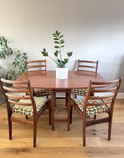 G PLAN Mid-Century Modern Dining Chairs, Set of 4 with Gate-Leg Table