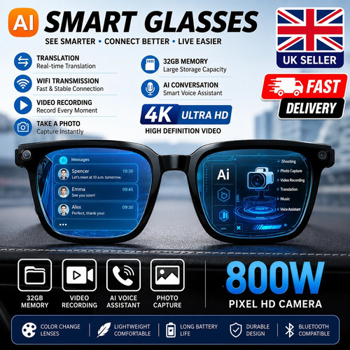 Smart glasses 8mp camera - glasses,