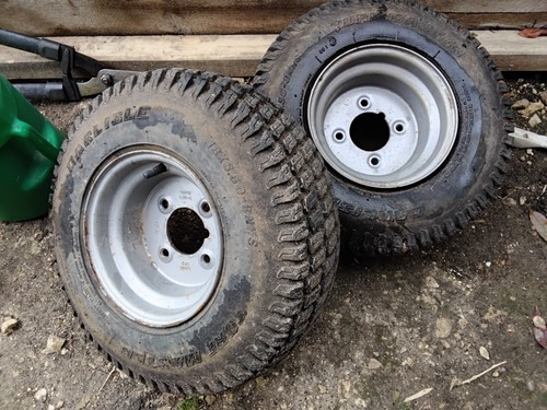 Ride mower wheels - on,