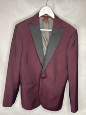Moss London Jacket Mens 42R Burgundy Tuxedo Smoking Satin Lapel Smart Formal