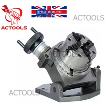 Tilting Rotary Table 4"(100mm) + 4 Jaws 70mm Independent Chuck UK ACTOOLS