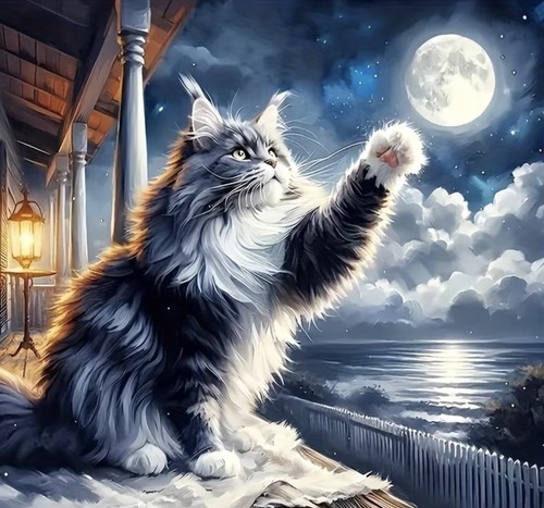Maine coon cat moon to - coon,