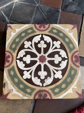 Early Minton Encaustic Floor Tile Pugin Tudor Rose 6” X 6”
