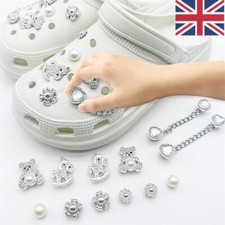 12pcs Croc Charms Bling Pearl Diamond Bear Flower Chain Shoe Clog Decorations