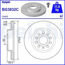 x2 Brake Disc Delphi BG3832C