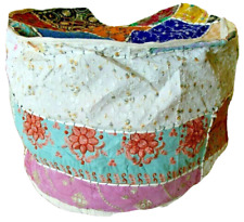 Seat Cushion Cover Pouffe Ottomans Patchwork Beige 40x50 cm Handmade Cotton