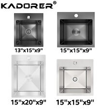 Stainless Drop in Kitchen Bar Sink 13x15 15x15 15x20 30x18 Topmount Single Bowl 