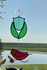 Vintage Red Bird With Tulip