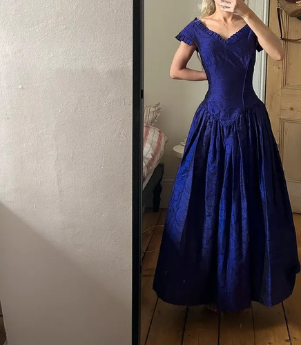 Vintage purple blue 100 silk - purple,