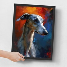Lurcher Dog Wall Art Oil Style