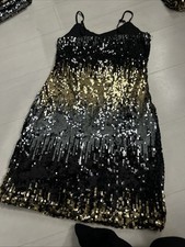 Vero Moda Boutique Ria Sequin Ombre Strappy Dress, Silver, Gold New Tags S 