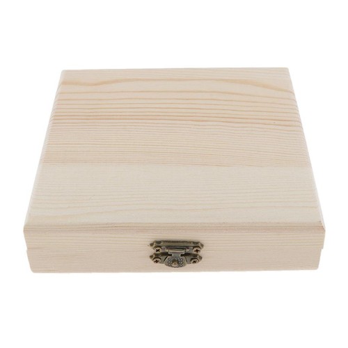 Unpainted wooden storage box - wooden,