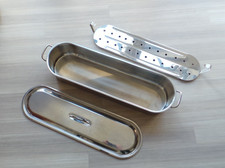 Very Large 60cm/24 inch Stainless Steel Fish Poacher Kettle Lid & Steamer