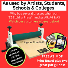 14" Wide Relief Printing Press, Etching Press, Intaglio, Linocut & FREE A3 Felt