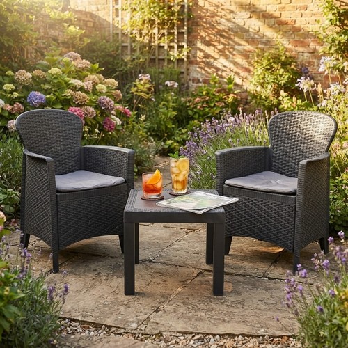 3pc rattan garden bistro - 3pc, set