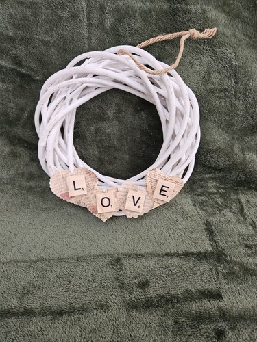 White wicker style wreath with
