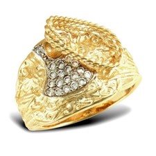 9ct Yellow Gold Cubic Zirconia Saddle Ring Hallmarked