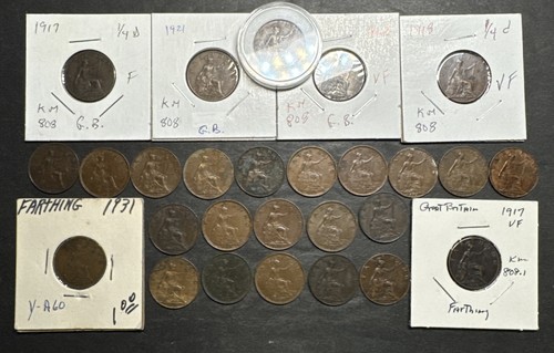Great britain old farthing lot - great,
