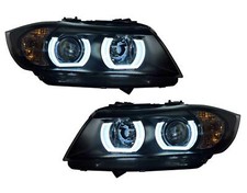 Black Angel Eye 3D Headlights LED DRL for BMW 3-Series E90/91 LCI 2009-12