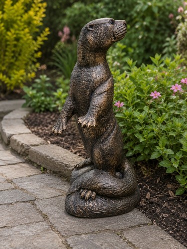 Bronze standing otter - bronze,