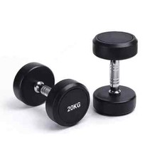 20KG Dumbbells Pair Rubber Round Lifting Hand Weights Home Fitness Gym Dumbbells