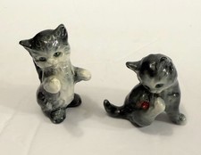 Vintage Goebel W. Germany Grey White Kitten Cat With Ladybug & Standing Figurine