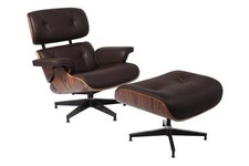 Classic Eames Lounge Chair And Ottoman Set Brown Rosewood Geniuine Leather 