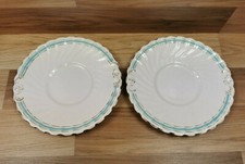 2 x Vintage China Cake / Sandwich Serving 9.25" Plate - White Swirl & Turquoise