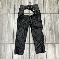 Men’s Vintage Himalaya Motor Bikewear Black Leather Chaps XXS