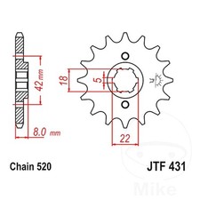 JT Front Sprocket 14 Tooth 520 Pitch JTF431.14 Fits Suzuki PE 400 1980-1981