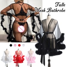 Lady Sheer Tulle Mesh Bathrobe