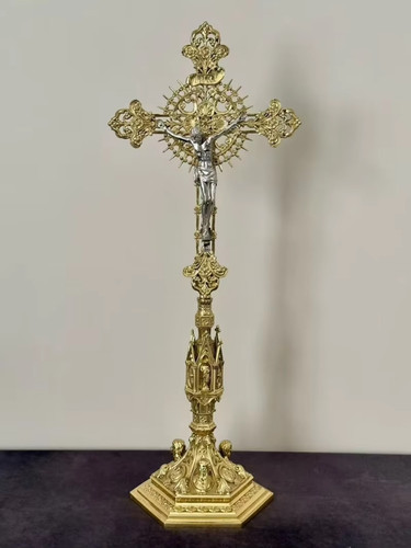 Brass catholic cross crucifix - brass,