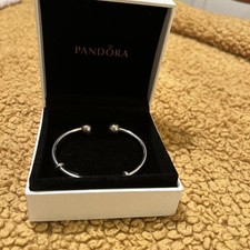 Pandora Sterling Silver Bracelet Bangles with Ball Clasp