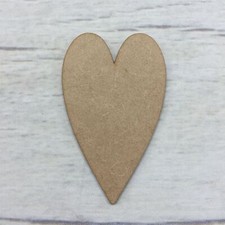 Heart 3 - Narrow Heart MDF Wood Hearts & Stars Base Wooden Blank Craft